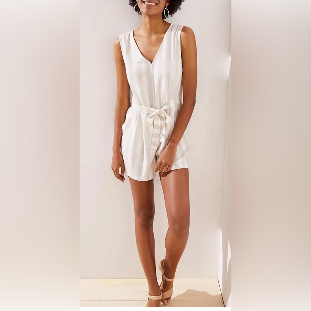 Loft Striped Double V Romper